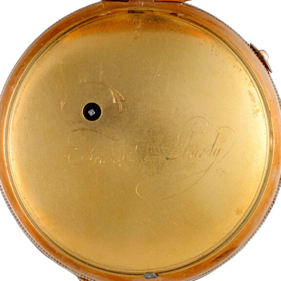 A gold Swiss quarter repeating verge automaton Circa 1820 A gold Swiss quarter repeating verge automaton Circa 1820