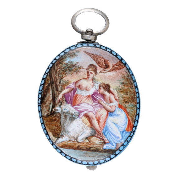 An Austrian verge in a decorative enamel oval case Circa 1820