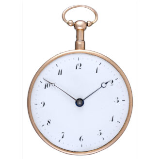 A Swiss gold enamel quarter repeating musical watch Circa 1820 A Swiss gold enamel quarter repeating musical watch Circa 1820