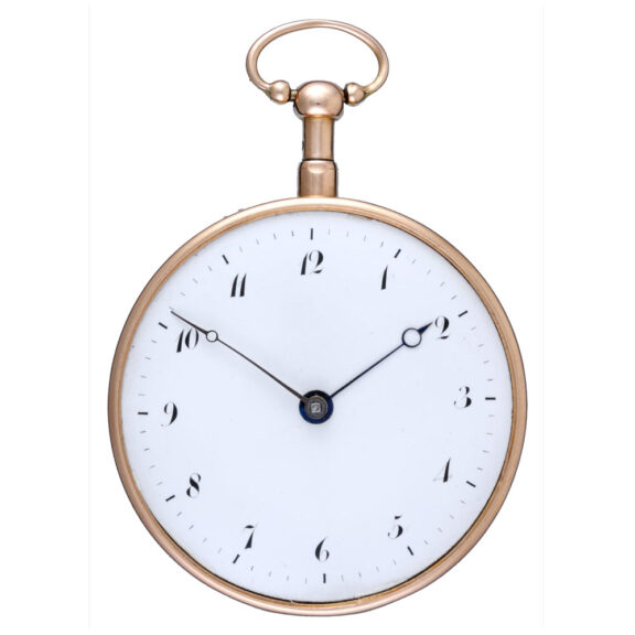 A Swiss gold enamel quarter repeating musical watch Circa 1820 A Swiss gold enamel quarter repeating musical watch Circa 1820