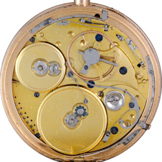 A Swiss gold enamel quarter repeating musical watch Circa 1820 A Swiss gold enamel quarter repeating musical watch Circa 1820