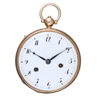 A Swiss verge clockwatch in a gold open faced case Circa 1820