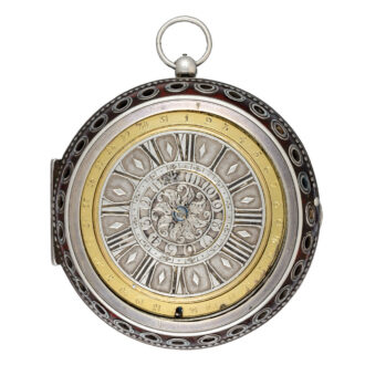 Alarm watch with calender and tortoiseshell pair cases Circa 1695