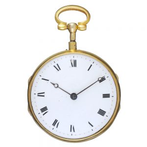 A French quarter repeating verge in a silver gilt case Circa 1820
