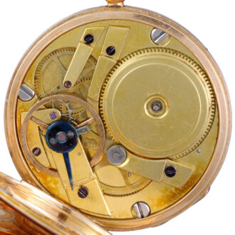 An unusual gold Swiss cylinder watch with calendar Circa 1820