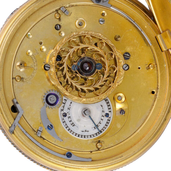 A gold Swiss quarter repeating verge watch Circa 1820 A gold Swiss quarter repeating verge watch Circa 1820
