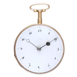 A gold Swiss quarter repeating verge watch Circa 1820