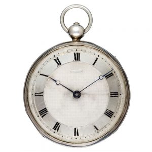 A large French cylinder clockwatch in a silver case Circa 1820