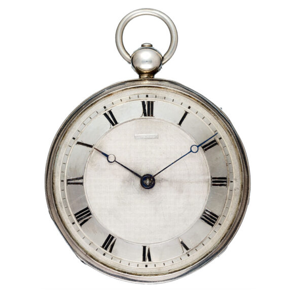 A large French cylinder clockwatch in a silver case Circa 1820