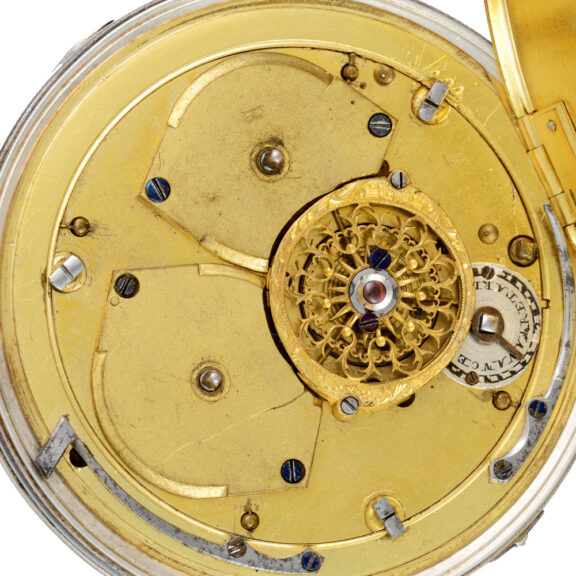 A large French cylinder clockwatch in a silver case Circa 1820 A large French cylinder clockwatch in a silver case Circa 1820