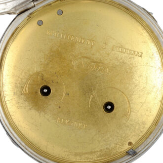 A large French cylinder clockwatch in a silver case Circa 1820