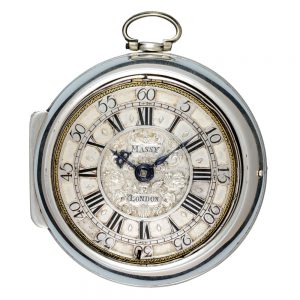 English silver champleve dial verge in silver pair cases Circa 1695