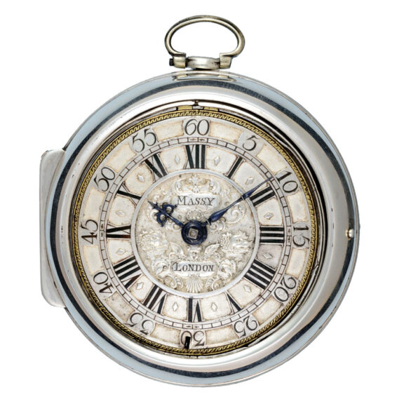 English silver champleve dial verge in silver pair cases Circa 1695