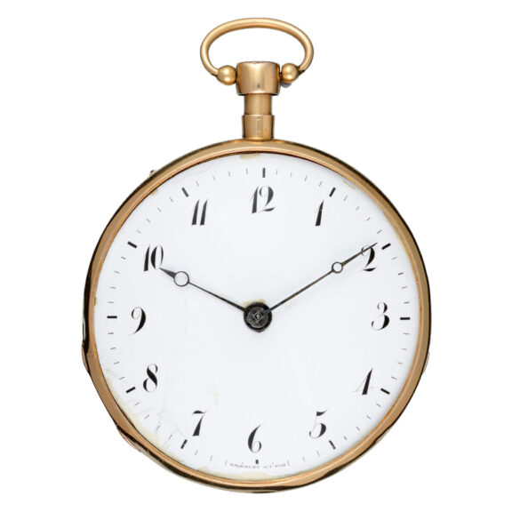 A French quarter repeating verge in a gold case Circa 1820
