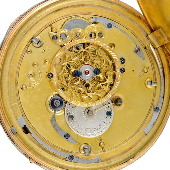 A French quarter repeating verge in a gold case Circa 1820 A French quarter repeating verge in a gold case Circa 1820