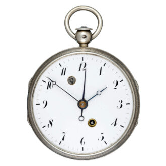 A French verge alarm in a silver gilt open face case Circa 1820