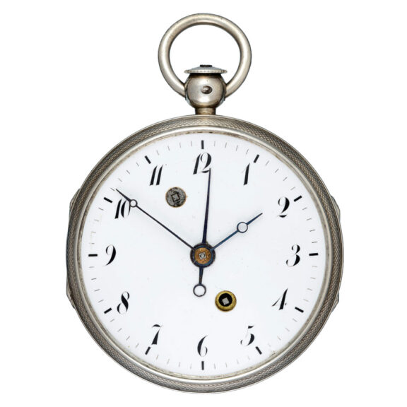A French verge alarm in a silver gilt open face case Circa 1820