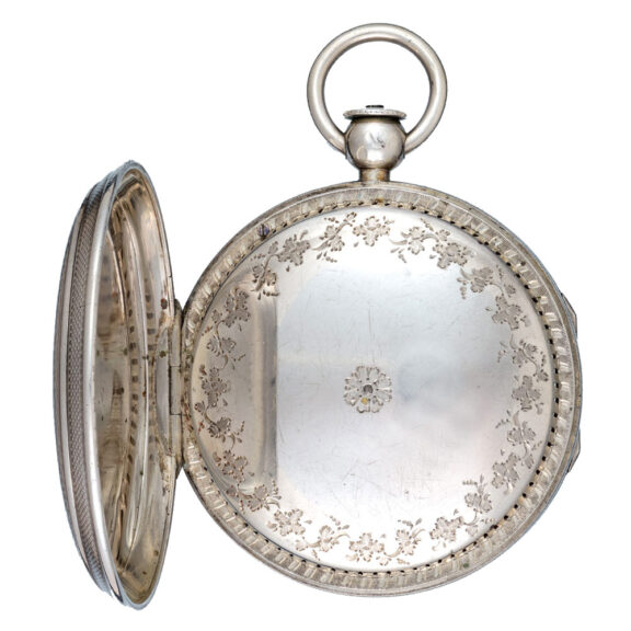 A French verge alarm in a silver gilt open face case Circa 1820 A French verge alarm in a silver gilt open face case Circa 1820