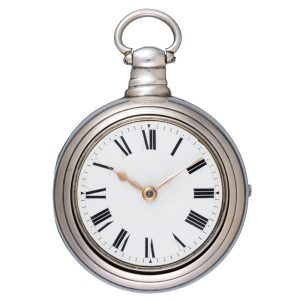 A very heavy English verge watch in pair cases Circa 1824