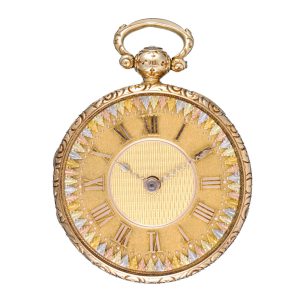 A Massey lever with decorative dial in a gold case Circa 1826