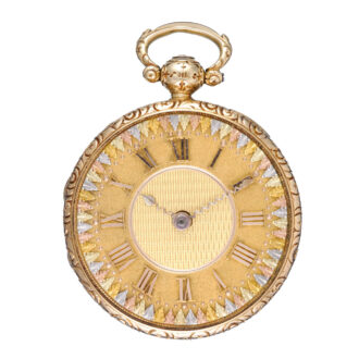 A Massey lever with decorative dial in a gold case Circa 1826