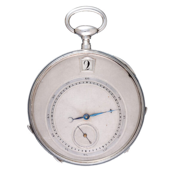 A slim French cylinder with silver digital hours dial Circa 1830 A slim French cylinder with silver digital hours dial Circa 1830