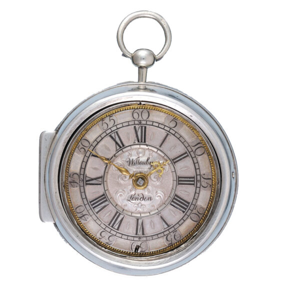 English verge with champleve dial in silver pair cases Circa 1700