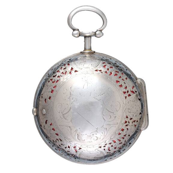English silver champleve dial quarter repeater verge Circa 1700 English silver champleve dial quarter repeater verge Circa 1700