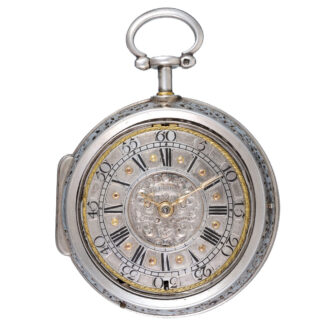 English silver champleve dial quarter repeater verge Circa 1700