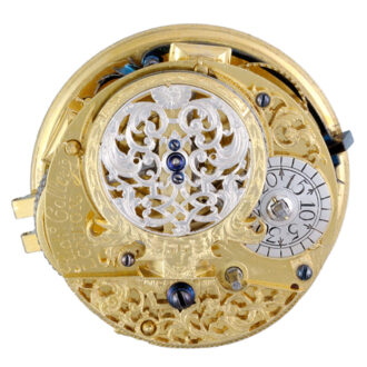 Champleve dial verge with silver and gilt cock Circa 1700