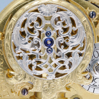 Champleve dial verge with silver and gilt cock Circa 1700