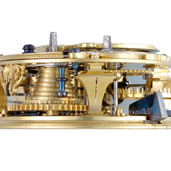 Champleve dial verge with silver and gilt cock Circa 1700 Champleve dial verge with silver and gilt cock Circa 1700