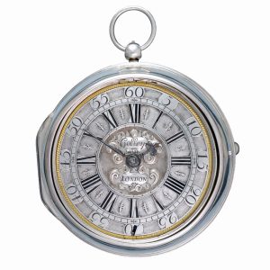 Champleve dial verge with silver and gilt cock Circa 1700