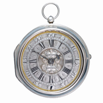 Champleve dial verge with silver and gilt cock Circa 1700