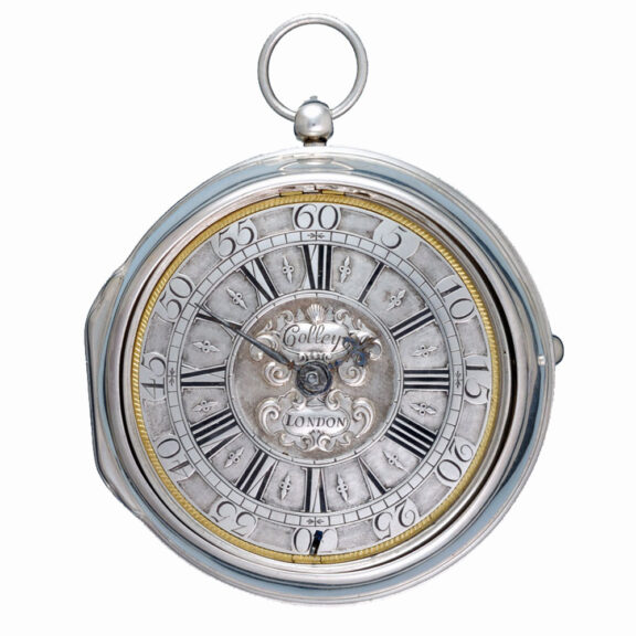 Champleve dial verge with silver and gilt cock Circa 1700