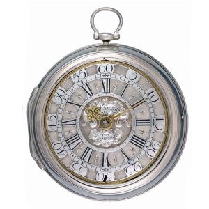 English verge with champleve dial in silver pair cases Circa 1700