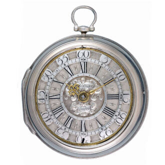 English verge with champleve dial in silver pair cases Circa 1700