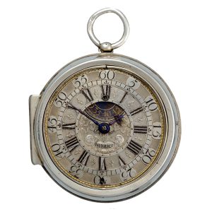 Silver verge with champleve dial in silver pair cases Circa 1700