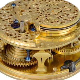 Silver verge with champleve dial in silver pair cases Circa 1700