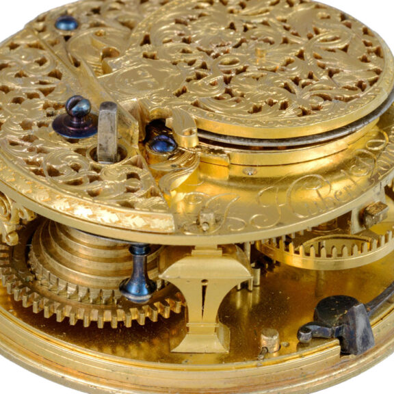 Silver verge with champleve dial in silver pair cases Circa 1700 Silver verge with champleve dial in silver pair cases Circa 1700