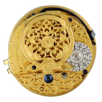 Silver champleve calendar dial in silver pair cases circa 1700
