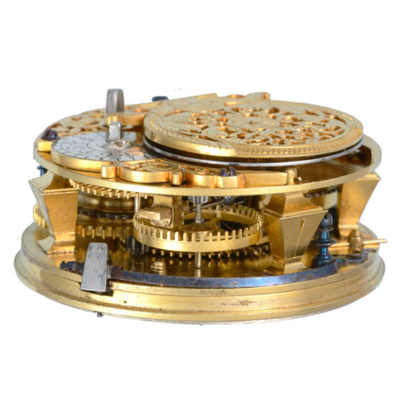 Silver champleve calendar dial in silver pair cases circa 1700 Silver champleve calendar dial in silver pair cases circa 1700