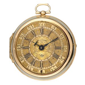 English calendar verge watch in gold pair cases Circa 1709