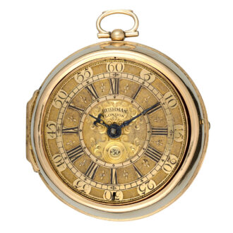 English calendar verge watch in gold pair cases Circa 1709