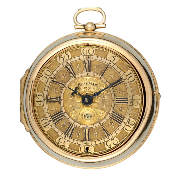 English calendar verge watch in gold pair cases Circa 1709