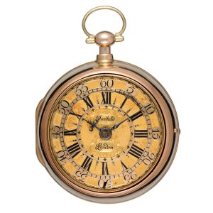 English verge with champleve dial in gold pair cases circa 1710