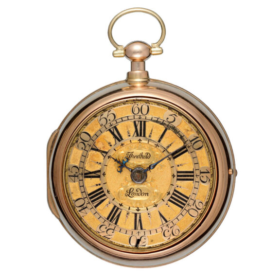 English verge with champleve dial in gold pair cases circa 1710