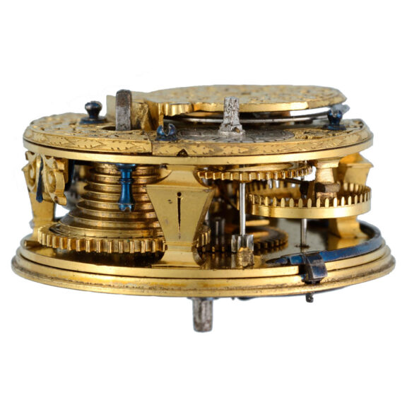 English verge with champleve dial in gold pair cases circa 1710 English verge with champleve dial in gold pair cases circa 1710