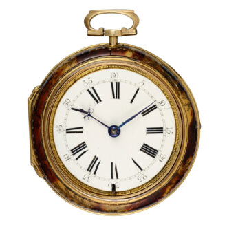English clockwatch in gilt metal and underpainted horn Circa 1720