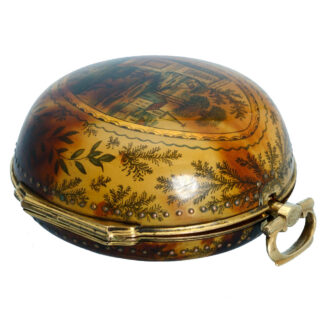 English clockwatch in gilt metal and underpainted horn Circa 1720
